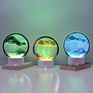 Moving Sand Painting Hourglass Sandscape 3D Led Table Lamp In Motion Lamp Decor